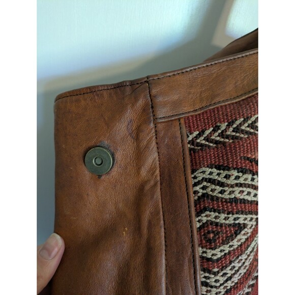 Free People Embellished Leather Weekender Tote Bag Vintage - Picture 3 of 9